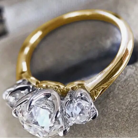 3CT‎ Trio Diamond Stimulate 14k Finish Ring. - Picture 2 of 9